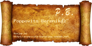 Poppovits Bereniké névjegykártya